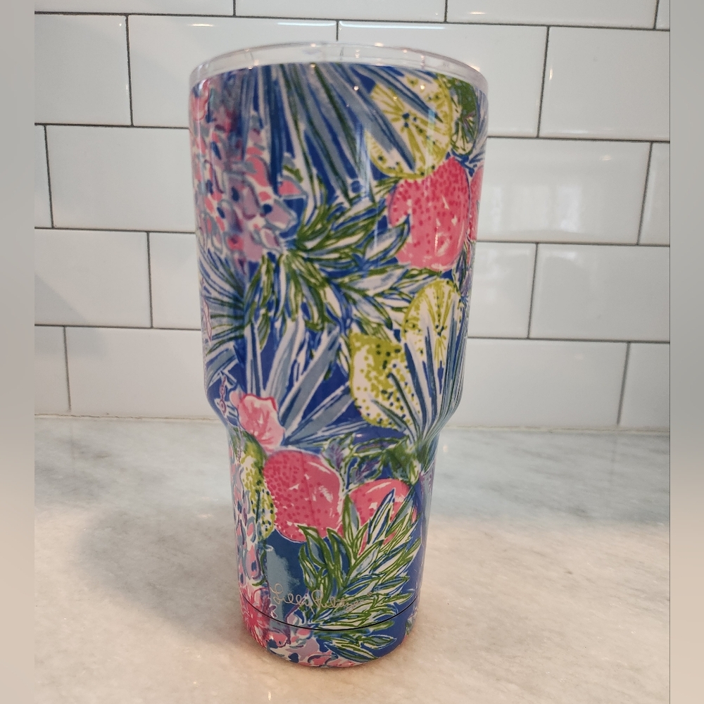Lilly Pulitzer Stainless Steel Insulated Tumbler With Lid "Swizzle In" 30 Oz